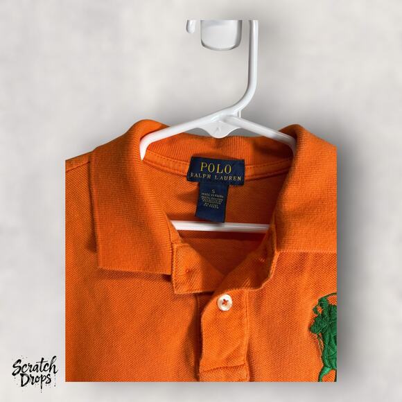 Vintage 90s Polo by Ralph Lauren Youth Shirt Size 5T Orange Classic Preppy Tee - Picture 2 of 3